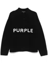 Purple Brand Wool Sweater With Frontal Logo Embroidery In Black