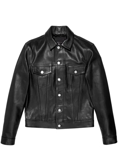 Purple Brand Logo-patch Leather Jacket In Black
