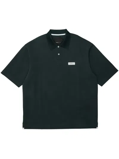 Purple Brand Logo-patch Pique Polo Shirt In Black