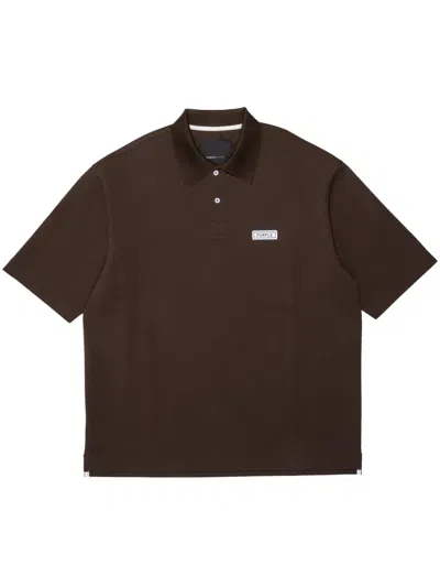 Purple Brand Logo-patch Piqué Polo Shirt In Brown