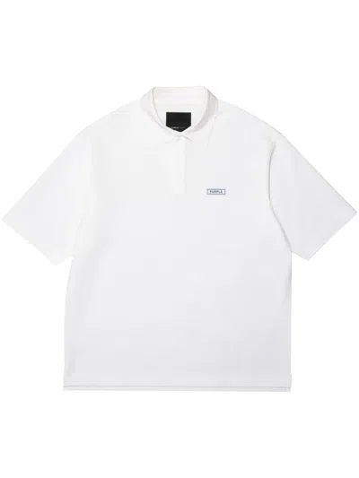 Purple Brand Logo-patch Piqué Polo Shirt In White
