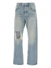 Purple Brand Light Blue Jeans With Logo Patch On The Rear And Maxi Ripping On The Front In Blue