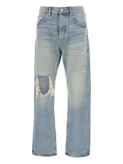 PURPLE BRAND LOGO-PATCH RIPPED JEANS
