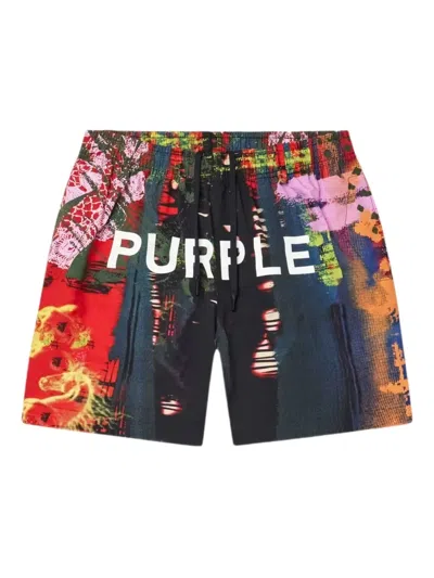 Purple Brand Logo-print Bermuda Shorts In Black
