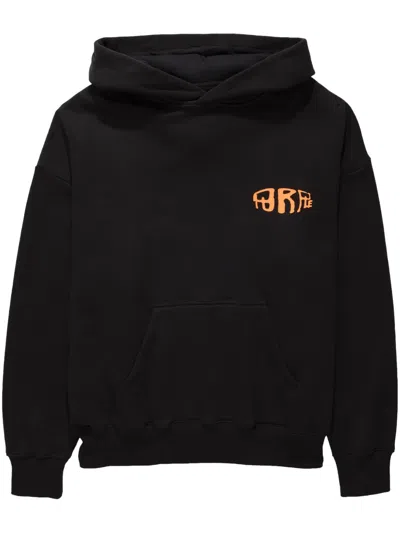 Purple Brand Logo-print Cotton Hoodie In Black
