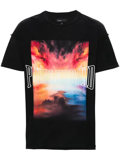 Purple Brand Logo-print Cotton T-shirt In Black