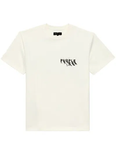 Purple Brand Logo-print Cotton T-shirt In White