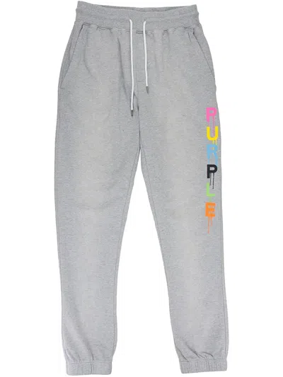 Purple Brand Logo-print French-terry "grey" Track Pants