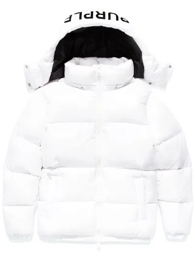 Purple Brand Logo-print Padded Jackets In White