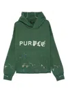 Purple Brand Logo-print Splatter-effect Hoodie In Green
