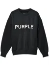Purple Brand Logo-embroidered Cotton Sweatshirt In Black