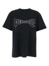 Purple Brand Black Crewneck T-shirt With Logo Print On The Front In Cotton Man In Black