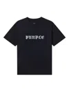 Purple Brand Black Crewneck T-shirt With Logo Lettering On The Front In Cotton Man In Black
