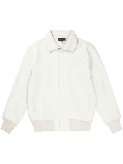 Purple Brand Logo-print Wool Bomber Jacket In White