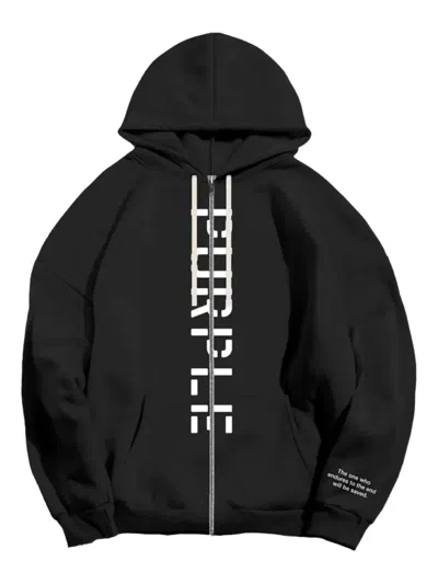 Purple Brand Logo Zip-up Hoodie In Black