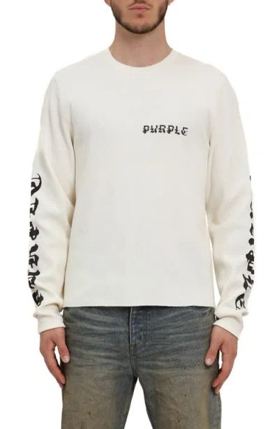 Purple Brand Long Sleeve Thermal Graphic T-shirt In White