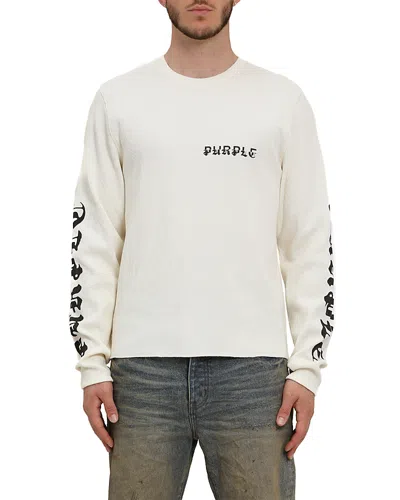 PURPLE BRAND LONG SLEEVE WAFFLE KNIT LOGO TEE