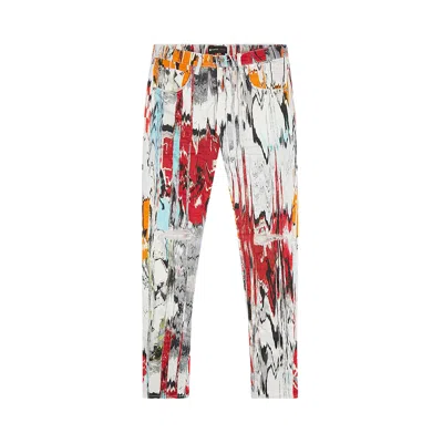 Pre-owned Purple Brand Low Rise Skinny Glitch Flamestitch Digital Print Jean 'multicolor' | Multi-color | Men'