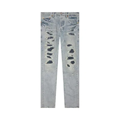 Pre-owned Purple Brand Low Rise Skinny Jeans 'light Indigo Destroy Repair' In Blue