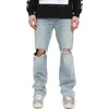 Purple Brand Lucca Fade Bootcut Distressed Jeans In Light Indigo In Blue