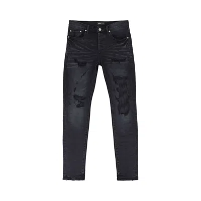 Pre-owned Purple Brand Lurex Repair Overdye Skinny Jeans 'black' | Men's Size 34
