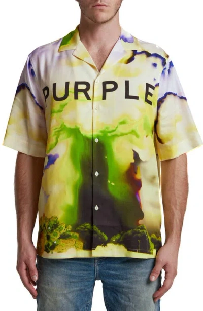 Purple Brand Lyocell Graphic Camp Shirt In Multi
