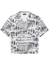 Purple Brand Tabloid Print Short Sleeve Button-up Shirt In Grey