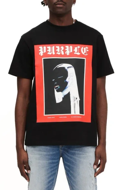 Purple Brand Magazine Cotton Graphic T-shirt In Black
