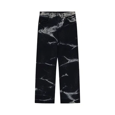 Pre-owned Purple Brand Marble Coated Baggy Fit Jeans 'black' | Men's Size 32