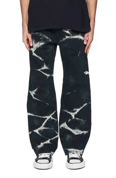 Purple Brand Marble Coated Baggy Jeans In Black