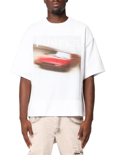 Purple Brand Textured Cotton Jersey Graphic T-shirt In White