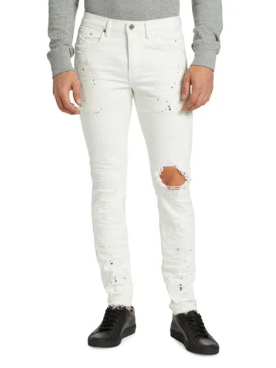 Purple Brand Men's D-p001-optic Paint Blowout Jeans In Optic White