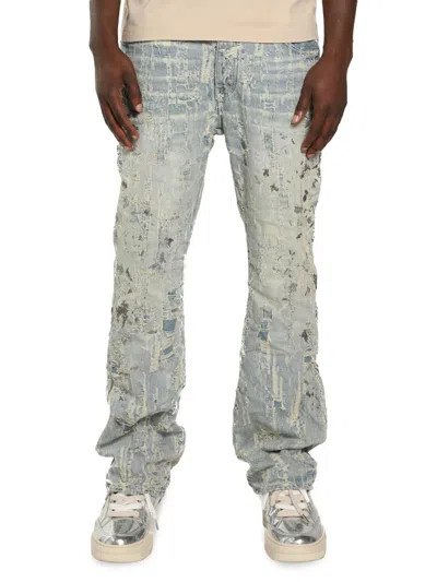 Purple Brand Bootcut Bead Destroy Jeans In Light Indigo In Multi