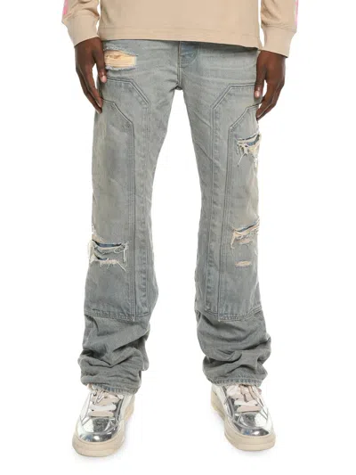 Purple Brand Men's Distressed Mid-rise Bootcut Carpenter Jeans In Gray