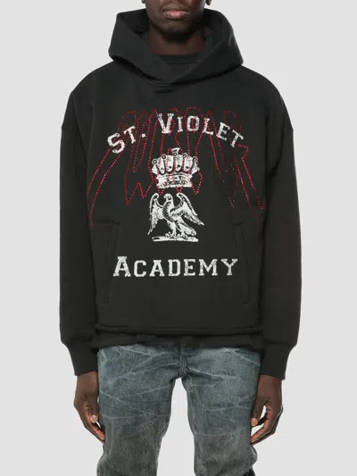 Purple Brand Graphic-print Raw-cut Hoodie In Black
