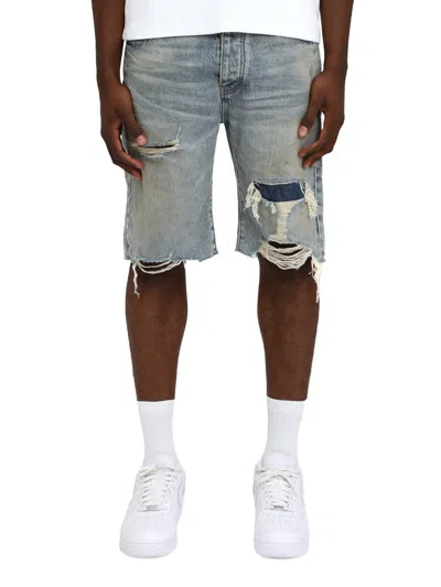 Purple Brand Faros Relaxed Fit Patched Shorts In Blue