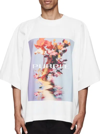 Purple Brand Men's Flower Heavyweight Jersey Oversized T-shirt In White