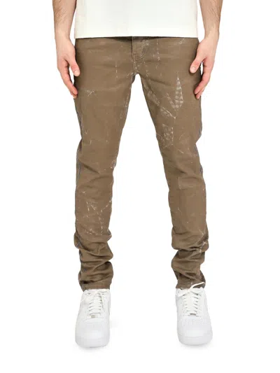 Purple Brand Men's Fracture Paint Splatter Skinny Jeans In Brown