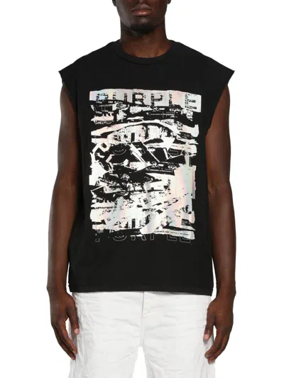 Purple Brand Graphic Print Sleeveless Muscle T-shirt In Black