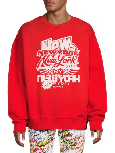 Purple Brand Men's Graphic Fleece Sweatshirt In Red