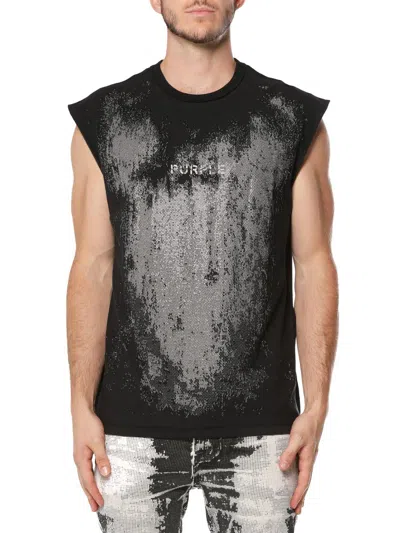 Purple Brand Texture Jersey Sleeveless T-shirt In Black