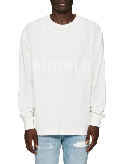 Purple Brand Men's Logo Cotton Long-sleeve T-shirt In Off White