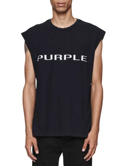 Purple Brand Men's Logo Cotton Tank Top In Black