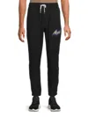 Purple Brand Men's Logo Drawstring French Terry Joggers In Black