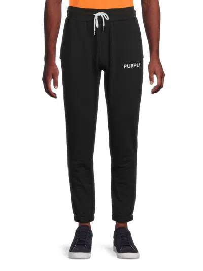 Purple Brand Men's Logo Drawstring Joggers In Black