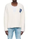 Purple Brand Relaxed Fit Intarsia Logo Cardigan In White