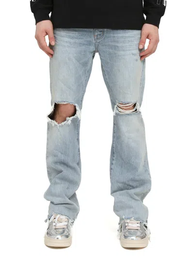 Purple Brand Lucca Fade Bootcut Distressed Jeans In Light Indigo In Blue