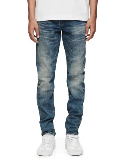 Purple Brand Blowout Ripped Skinny Jeans In Mid Indigo