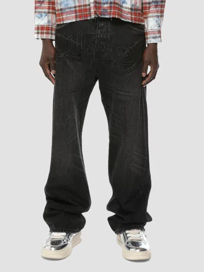 Purple Brand Men's P018 Logo Appliqué Wide-leg Jeans In Black
