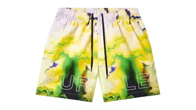 Pre-owned Purple Brand Men's  All Round Shorts In Yellow/green
